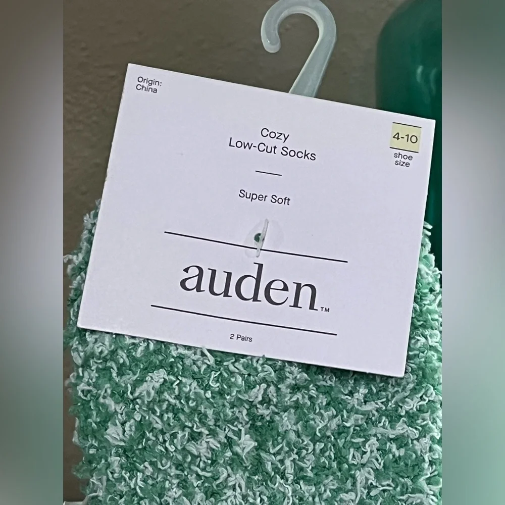 Auden Fuzzy Low-Cut Socks, two pair, new!